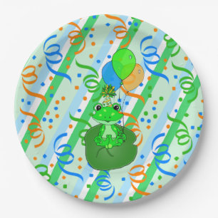 Assiettes En Carton Fête d'anniversaire garçon thème grenouille