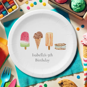 Assiettes En Carton Fête d'anniversaire glace à l'eau et popsicles aqu