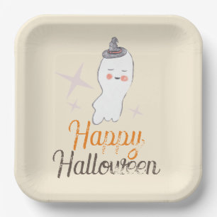 Assiettes En Carton Fête d'anniversaire Halloween Doodle Ghost Rétro  