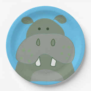 Assiettes En Carton fête d'anniversaire hippo
