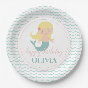 Assiettes En Carton Fête d'anniversaire Mermaid Pastel Pink