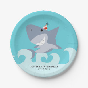 Assiettes En Carton Fête d'anniversaire mignonne de thème de requin