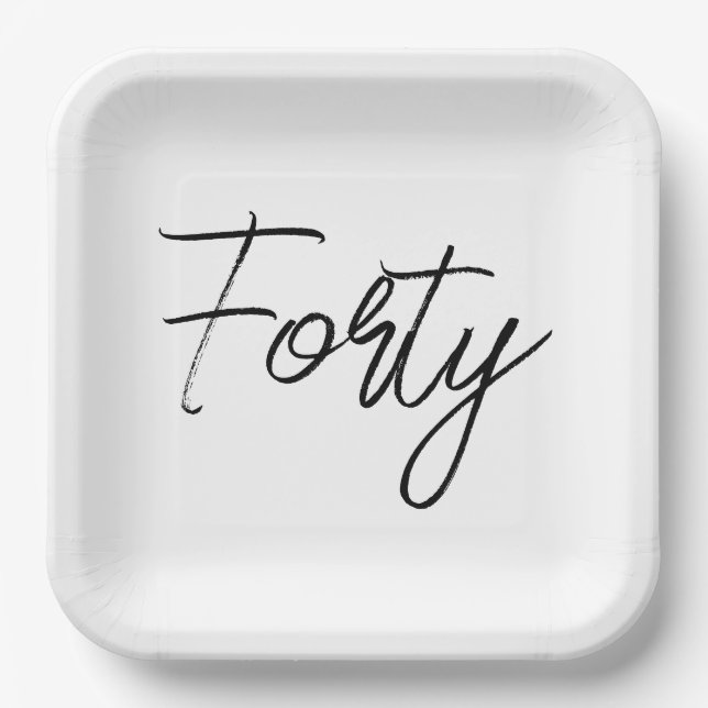 Assiettes En Carton Fête d'anniversaire moderne blanche et noire (Recto)