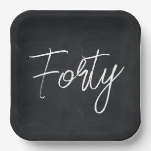 Assiettes En Carton Fête d'anniversaire moderne noir et blanc