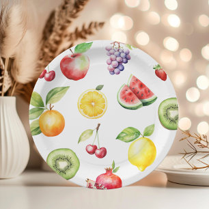 Assiettes En Carton Fête d'anniversaire motif de fruits frutti à deux 