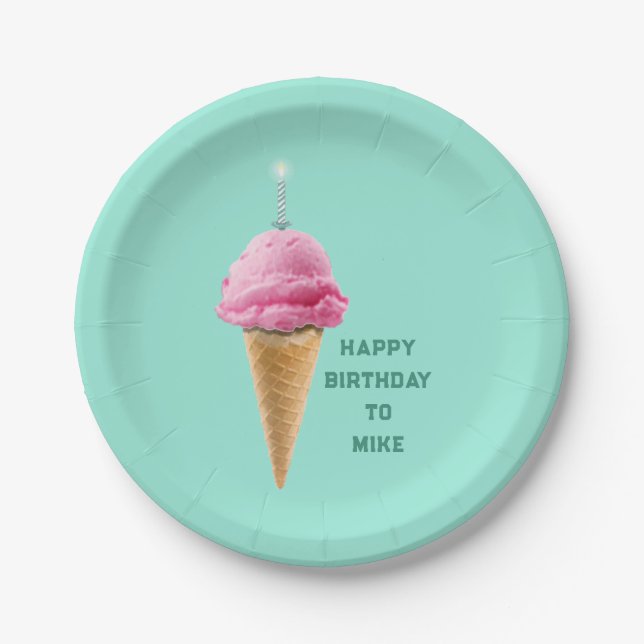 Assiettes En Carton Fête d'anniversaire personnalisée (Devant)