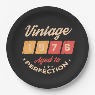 Assiettes En Carton Fête d'anniversaire personnalisée cinquante vintag