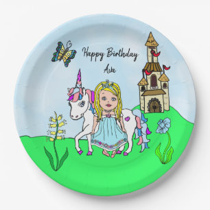 Assiettes En Carton Fête d'anniversaire personnalisée Princesse et Lic