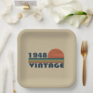 Assiettes En Carton Fête d'anniversaire personnalisée vintage
