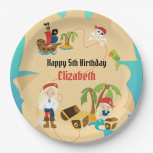 Assiettes En Carton Fête d'anniversaire pirate fille carte au trésor p