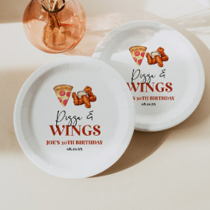 Assiettes En Carton Fête d'anniversaire Pizza et Wings