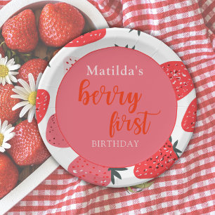 Assiettes En Carton Fête d'anniversaire première fraise rouge de Berry