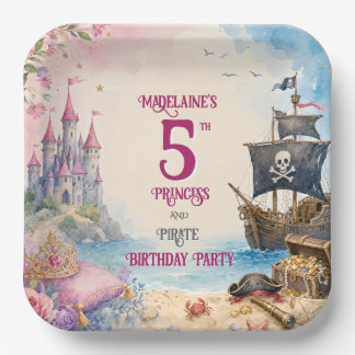 Assiettes En Carton Fête d'anniversaire princesse et pirate