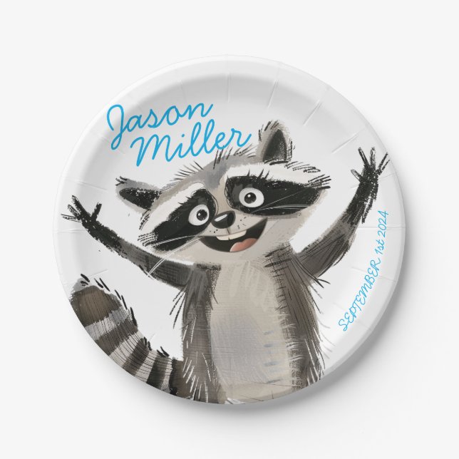 Assiettes En Carton Fête d'anniversaire Racon pour babY 1 (Devant)