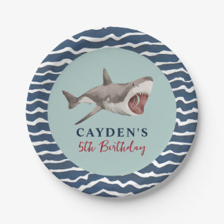 Assiettes En Carton Fête d'anniversaire requin