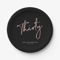 Fête d'anniversaire Rose Gold & Noir Trente 30 ans