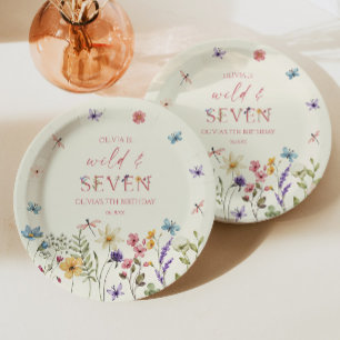 Assiettes En Carton Fête d'anniversaire sauvage et septième de Wildflo