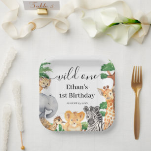Assiettes En Carton Fête d'anniversaire sauvage Safari Jungle Animaux 