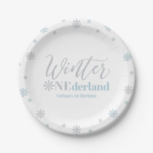 Assiettes En Carton Fête d'anniversaire Silver & Blue Winter Onederlan