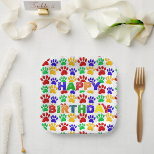 Assiettes En Carton Fête d'anniversaire simple Paw Pet coloré moderne