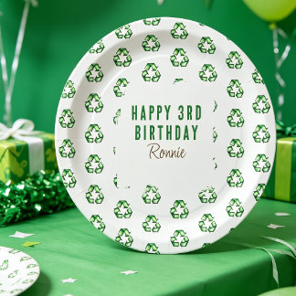 Assiettes En Carton Fête d'anniversaire sur le thème des déchets pour