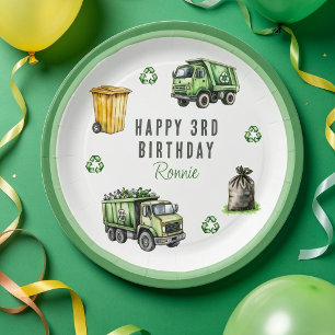 Assiettes En Carton Fête d'anniversaire sur le thème des déchets pour