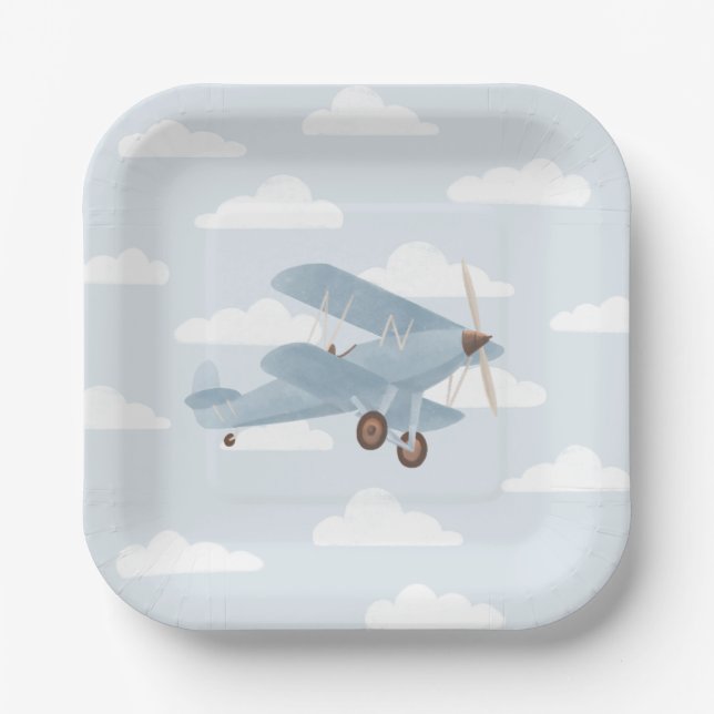 Assiettes En Carton Fête d'anniversaire Vintage voyage (Recto)