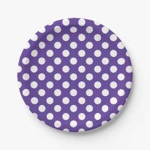 Assiettes En Carton Fête d'anniversaire violette et blanche pourpre de