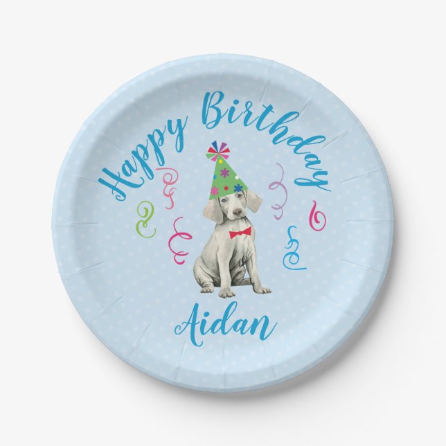 Assiettes En Carton Fête d'anniversaire Weimaranar Plaques de papier (Devant)