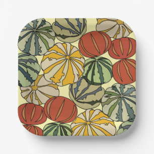 Assiettes En Carton Fête d'automne aux couleurs des citrouilles coloré