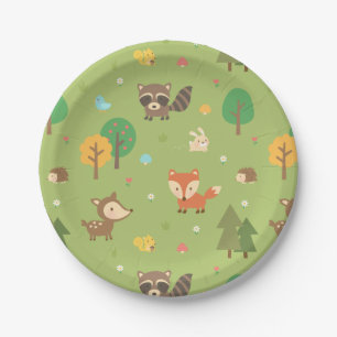 Assiettes En Carton Fête de Baby Shower au motif mignon d'animaux de l