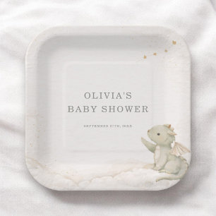 Assiettes En Carton Fête de Baby Shower Little Dragon presque arrivé