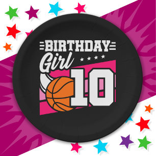 Assiettes En Carton Fête de basket-ball 10 ans Fille 10e anniversaire