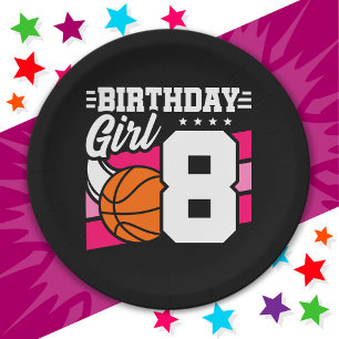 Assiettes En Carton Fête de basket-ball 8 ans Fille 8 ans