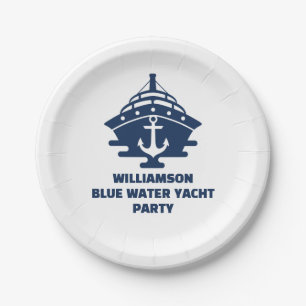 Assiettes En Carton Fête de bateau d'ancre nautique personnalisée