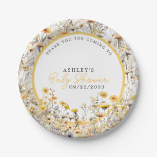 Assiettes En Carton Fête de Bébé à l'aquarelle Bohème Fleur Sauvage Ja
