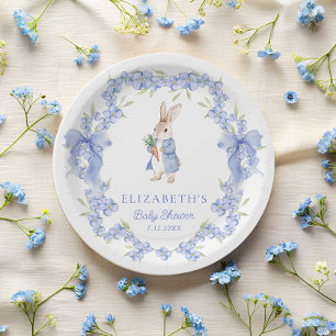 Assiettes En Carton Fête de Bébé Aquarelle Lapin Mignon et Fantaisiste