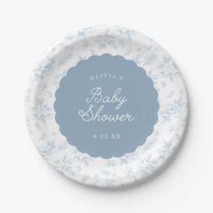 Assiettes En Carton Fête de bébé aux fleurs bleues vintage françaises 