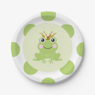 Assiettes En Carton Fête de bébé du Prince Grenouille, un conte de fée