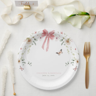 Assiettes En Carton Fête de Bébé Fille Papillon Petite Fleur Sauvage