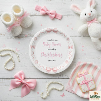 Assiettes En Carton Fête de Bébé Fille Ruban Rose – Une Soirée Amusant
