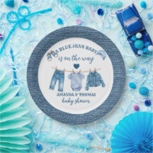 Fête de bébé garçon en bleu jeans