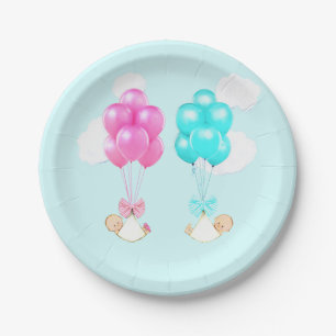 Assiettes En Carton Fête de bébé jumeaux