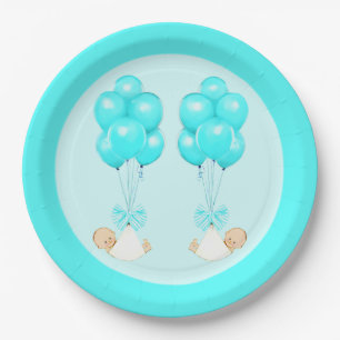 Assiettes En Carton Fête de bébé pour jumeaux garçons