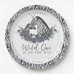 Assiettes En Carton Fête de Bébé Safari Zèbre Petite Bête Sauvage