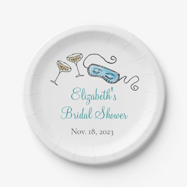 Assiettes En Carton Fête de cocktail des années 1960, style fille, ill (Devant)