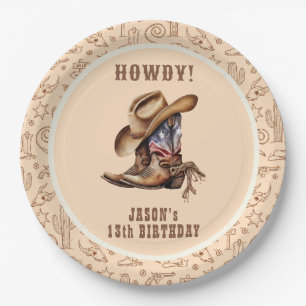 Assiettes En Carton Fête de cowboy Wild West