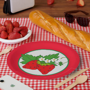 Assiettes En Carton Fête de cueillette de fraises mignonne