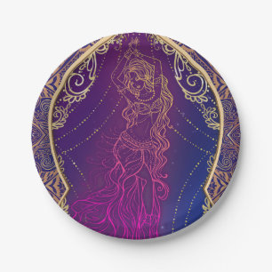 Assiettes En Carton Fête de danse du ventre marocaine arabe Violet & O