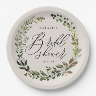 Assiettes En Carton Fête de douche à nageoires de feuillage rustique